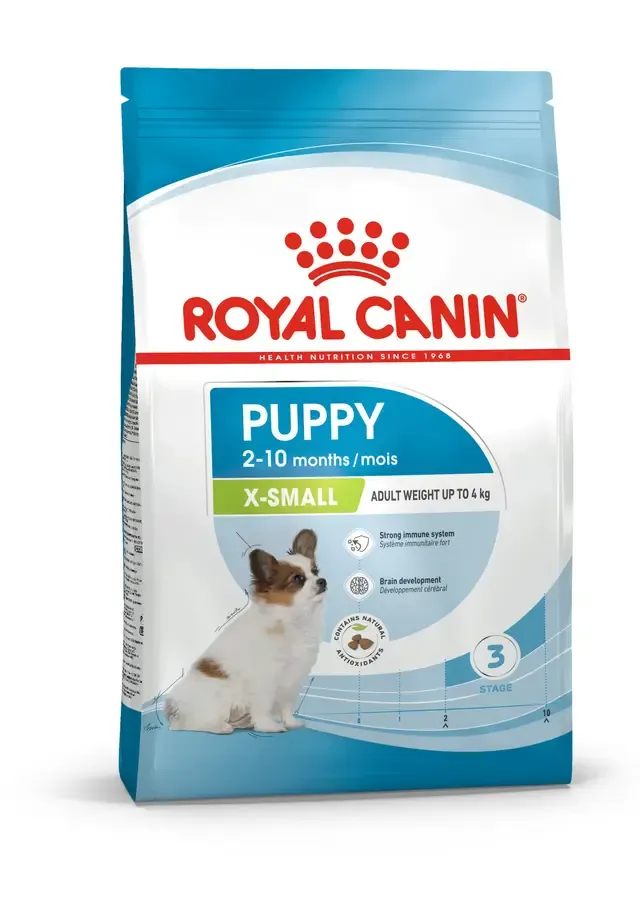 Royal Canin X-Small Puppy — сухий корм для цуценят дрібних порід Упаковка сухого корму Royal Canin X-Small Puppy для цуценят дрібних порід