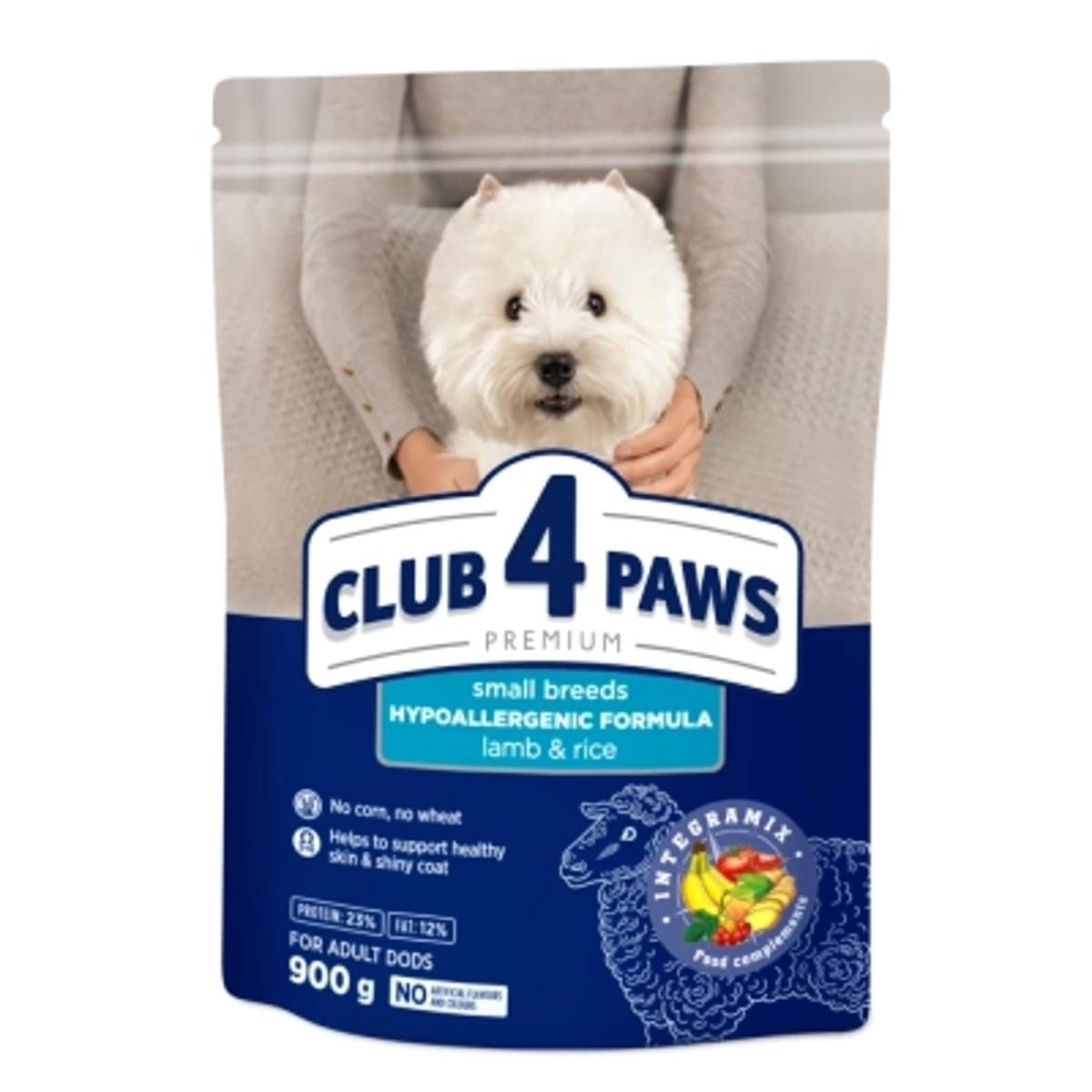 Корм для собак Club 4 Paws Пакет корму для собак малих порід з гіпоалергенною формулою з ягнятини та рису.