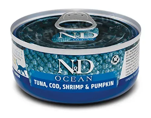 Консервна їжа для тварин N&D Ocean Консервна банка з тунцем, тріскою, креветками та гарбузом.