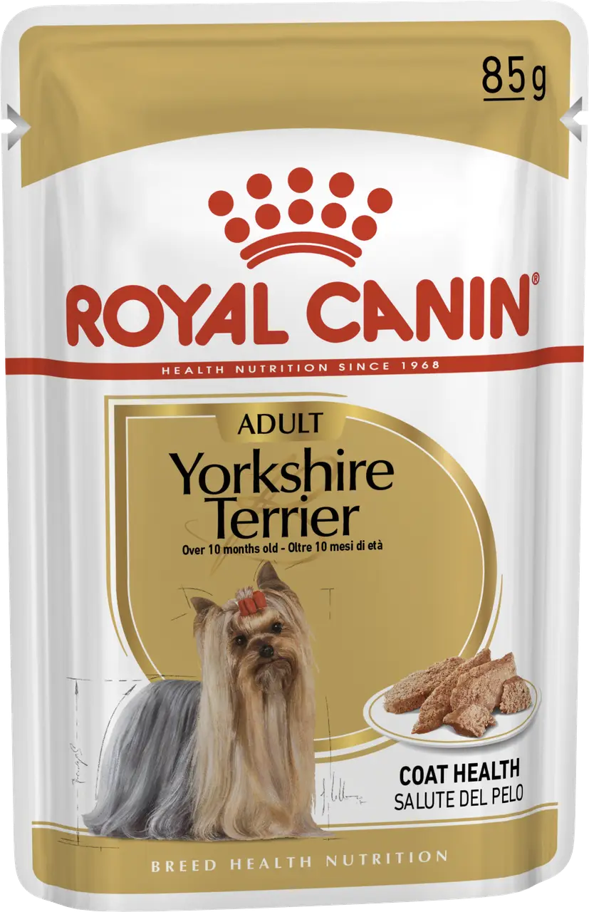 Корм для йоркширських тер'єрів Royal Canin Пакет з кормом для дорослих йоркширських тер'єрів від Royal Canin об'ємом 85 г.
