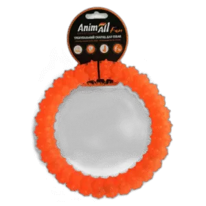 Оранжевий тренувальний м'яч для собак з упаковкою.
