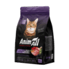 Пакет сухого корму для котів AnimAll з зображенням кота та інформацією про склад.