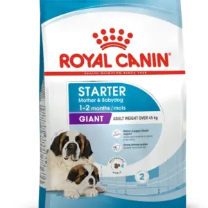 Пакет корму для собак Royal Canin Starter для матері та цуценят, з зображенням собак на упаковці.