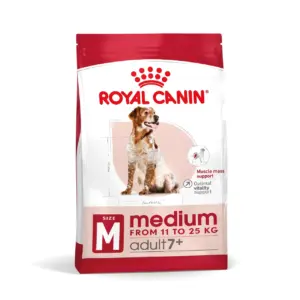 Пакет корму для собак Royal Canin для дорослих собак середнього розміру від 7 років.