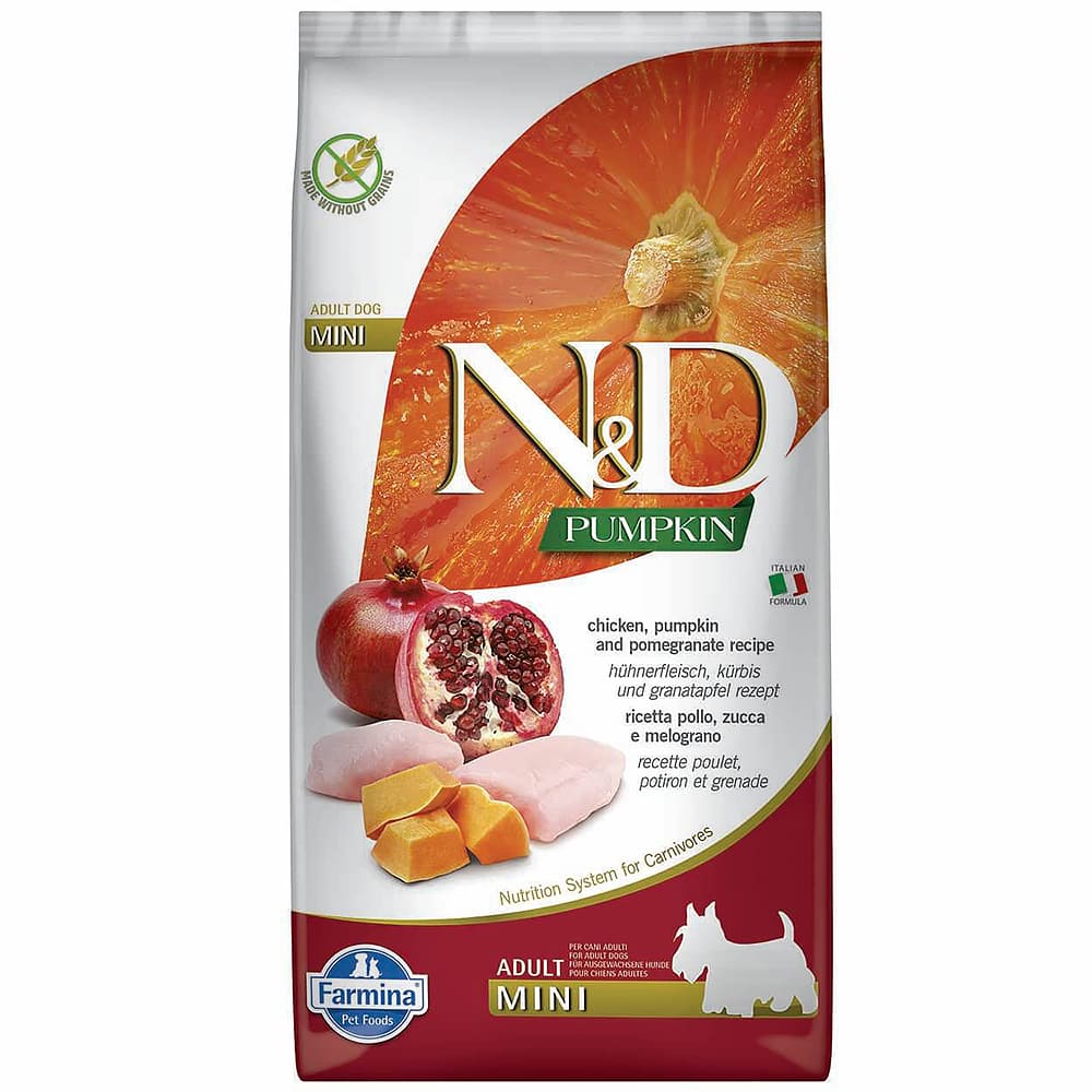 Корм для собак N&D з гарбузом Пакет корму для собак N&D з куркою, гарбузом і гранатом.