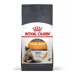 Пакет корму для котів Royal Canin Hair & Skin, що підтримує здорову шкіру та блискуче хутро.