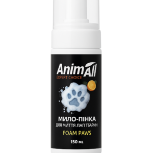 Флакон піни для миття лап тварин об'ємом 150 мл з логотипом AnimAll.