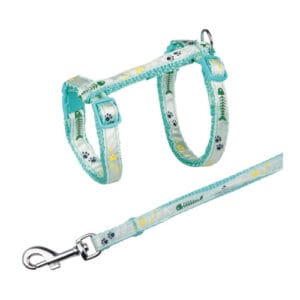 Шлейка для котів з повідцем Trixie з принтом рибки 23-39см