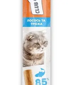 CLUB 4 PAWS Мясна паличка з лососем та тріскою для котів 5г