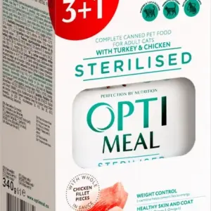 OPTIMEAL — вологий корм для стерилізованих котів з індичкою та курячим філе