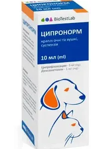 Ципронорм — краплі очні/вушні для тварин, суспензія 10 мл