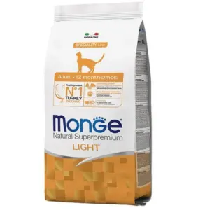 MONGE CAT LIGHT з індичкою — низькокалорійний корм для котів