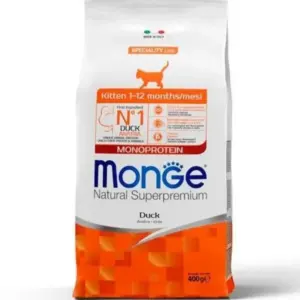 MONGE CAT KITTEN — сухий корм з качкою для кошенят 0,4 кг