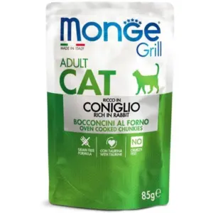 MONGE CAT GRILL ADULT Кролик — вологий корм для дорослих котів 85 г