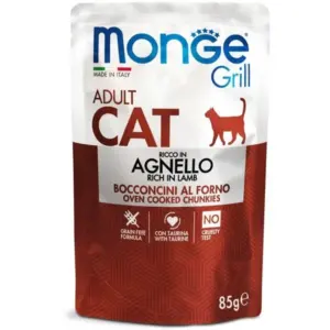 MONGE GRILL ADULT — вологий корм для дорослих котів з ягням 85 г