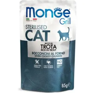 MONGE CAT GRILL STERILISED З ФОРЕЛЛЮ — вологий корм для стерилізованих котів 85 г