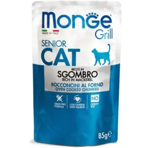 MONGE CAT GRILL SENIOR — вологий корм з макреллю для котів 85 г