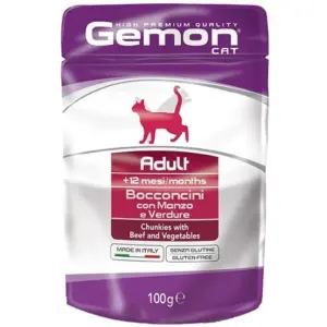 GEMON CAT ADULT — вологий корм з яловичиною та овочами 100 г