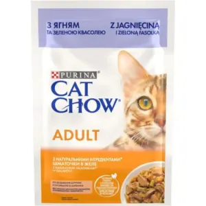 CAT CHOW ADULT з ягням та зеленою квасолею в желе 85г — вологий корм